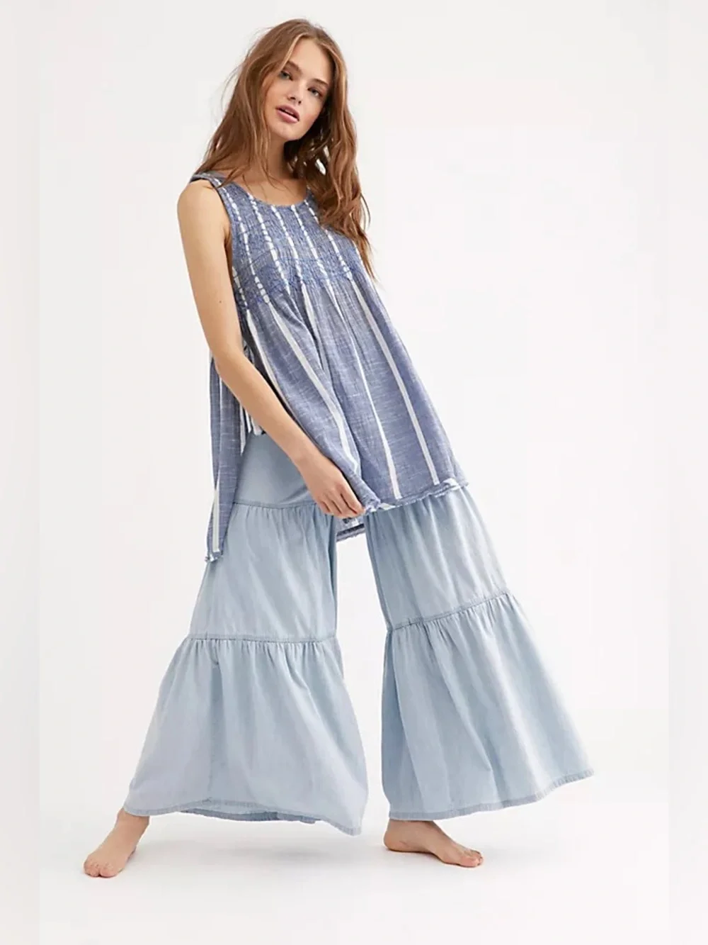 Free People Obi Posey Smocked Side-Tie Tunic Top XS